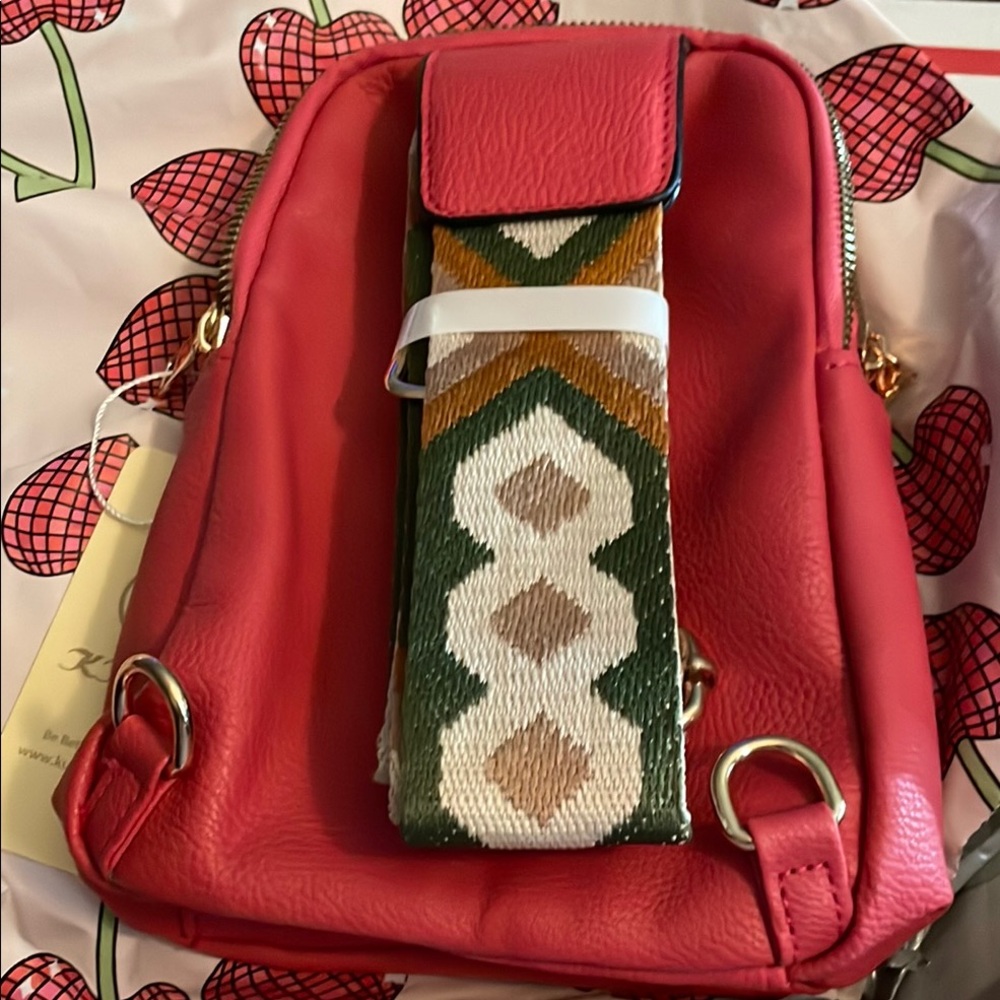 Pink Leather Women's  crossbody bag NWT  9 X 6.5 - Picture 3 of 14